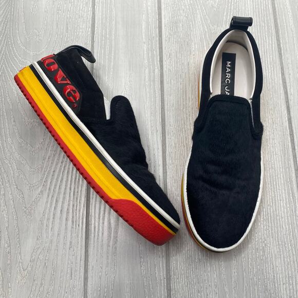 Marc Jacobs Women's Love Mercer Black Calf Hair Slip On Casual Shoes Size 9 $225 - Picture 1 of 11